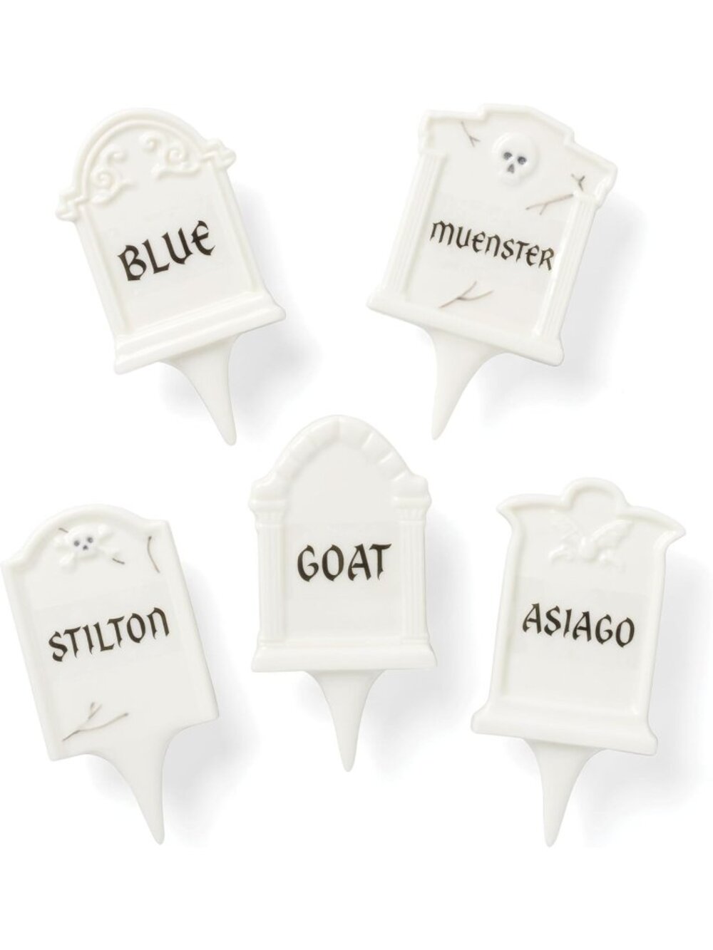 NEW Lenox Halloween Headstone Cheese Markers Set, 5-Piece with 20 Labels